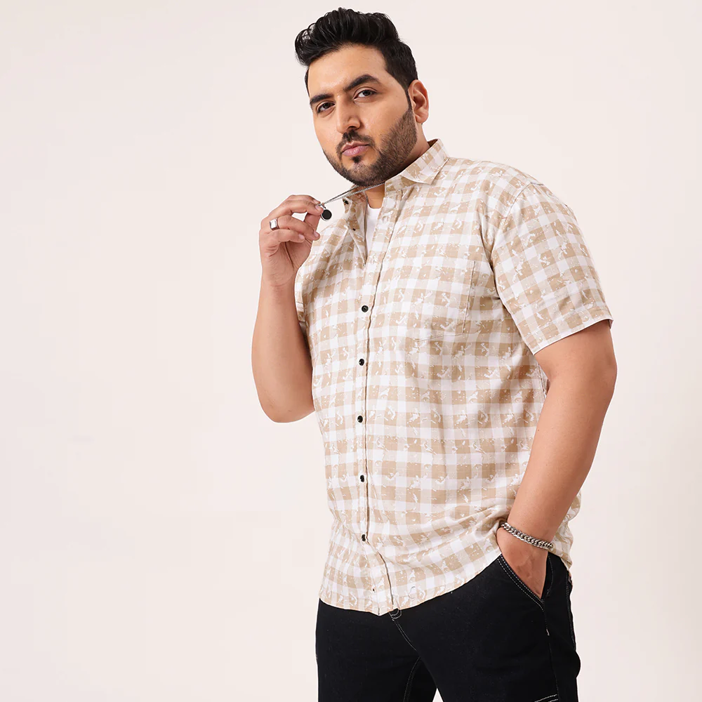 Light Brown Digital Print Cotton Shirt - Image 4