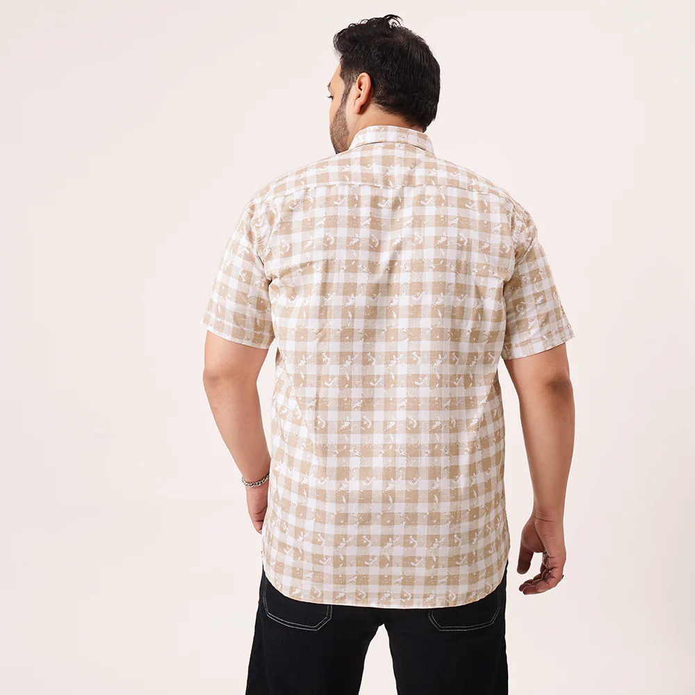 Light Brown Digital Print Cotton Shirt - Image 5