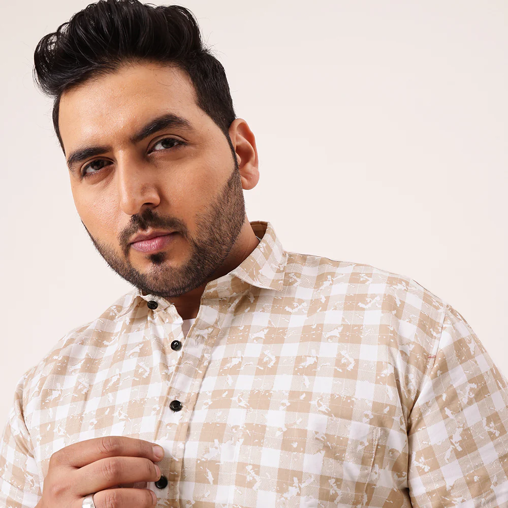 Light Brown Digital Print Cotton Shirt - Image 6