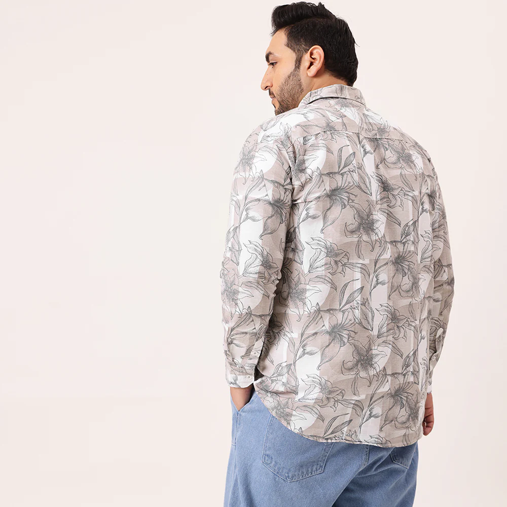 Light Brown Floral Cotton Lee Shirt - Image 6