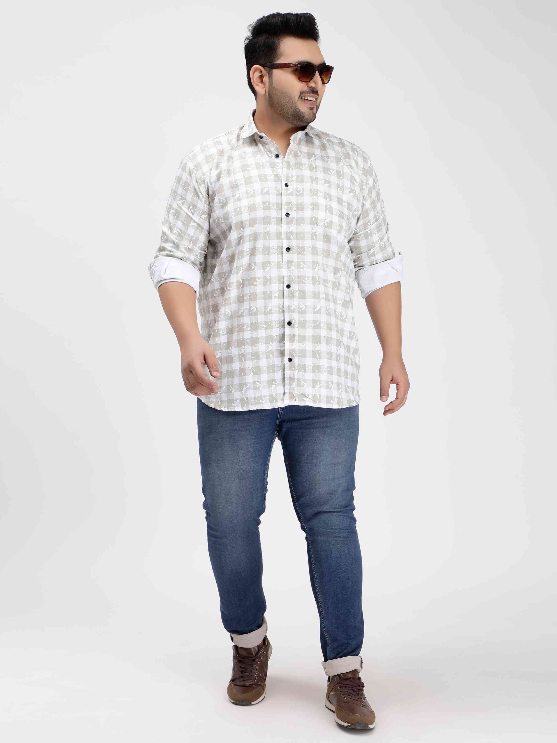 Light Green Digital Print Cotton Shirt - Image 3