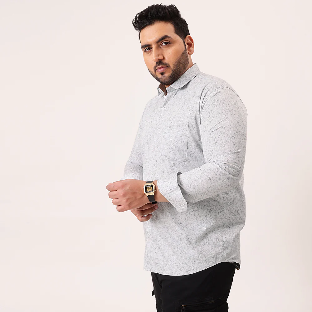Light Grey Printed Plus Size Shirt - Image 3