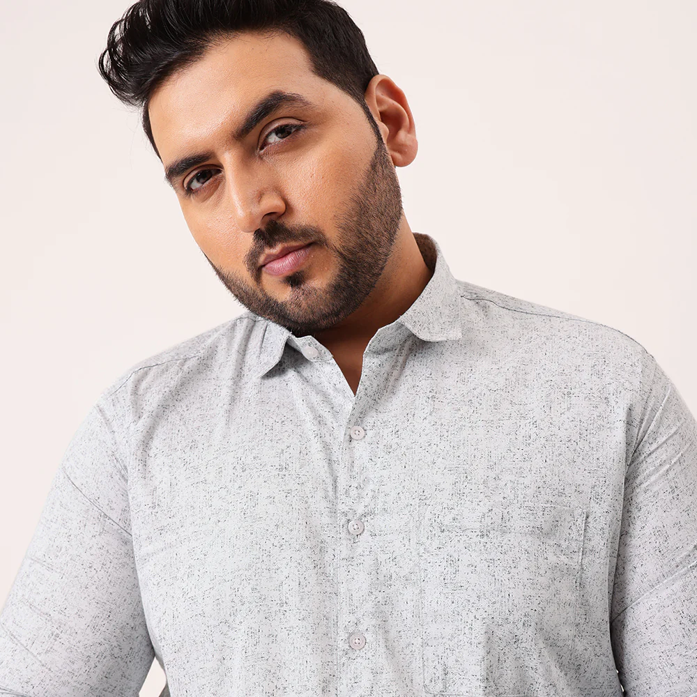 Light Grey Printed Plus Size Shirt - Image 5
