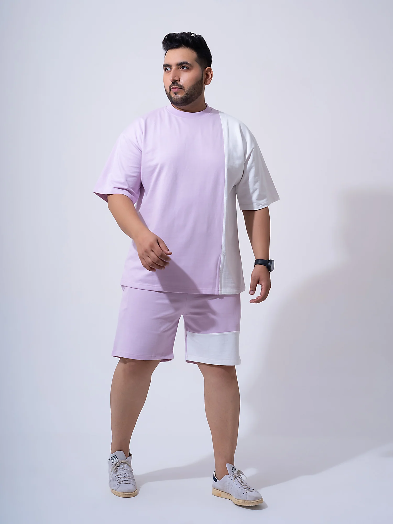Lilac Colour Block Relax Fit Plus Size Co-ord Set - Image 3