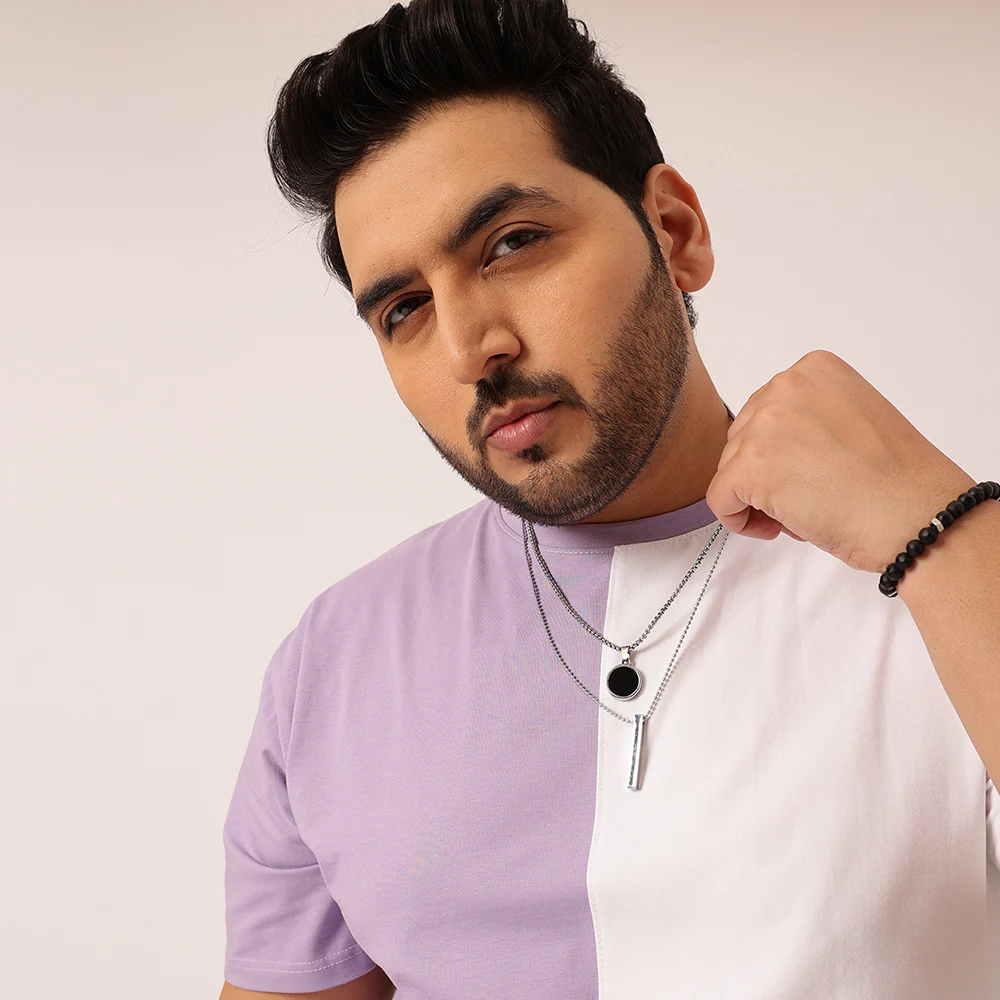 Lilac White Color Block T-shirt - Image 3