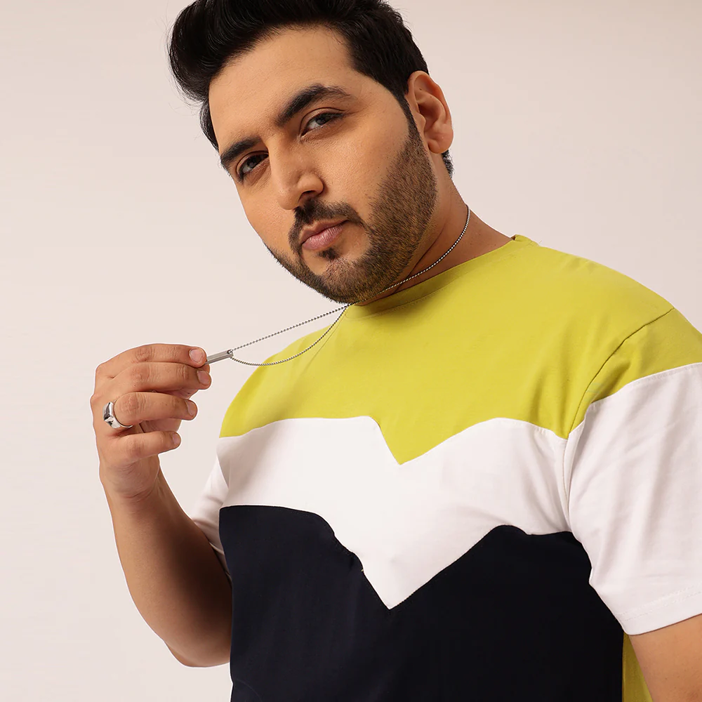 Lime Green White Black Color Block T-shirt - Image 4