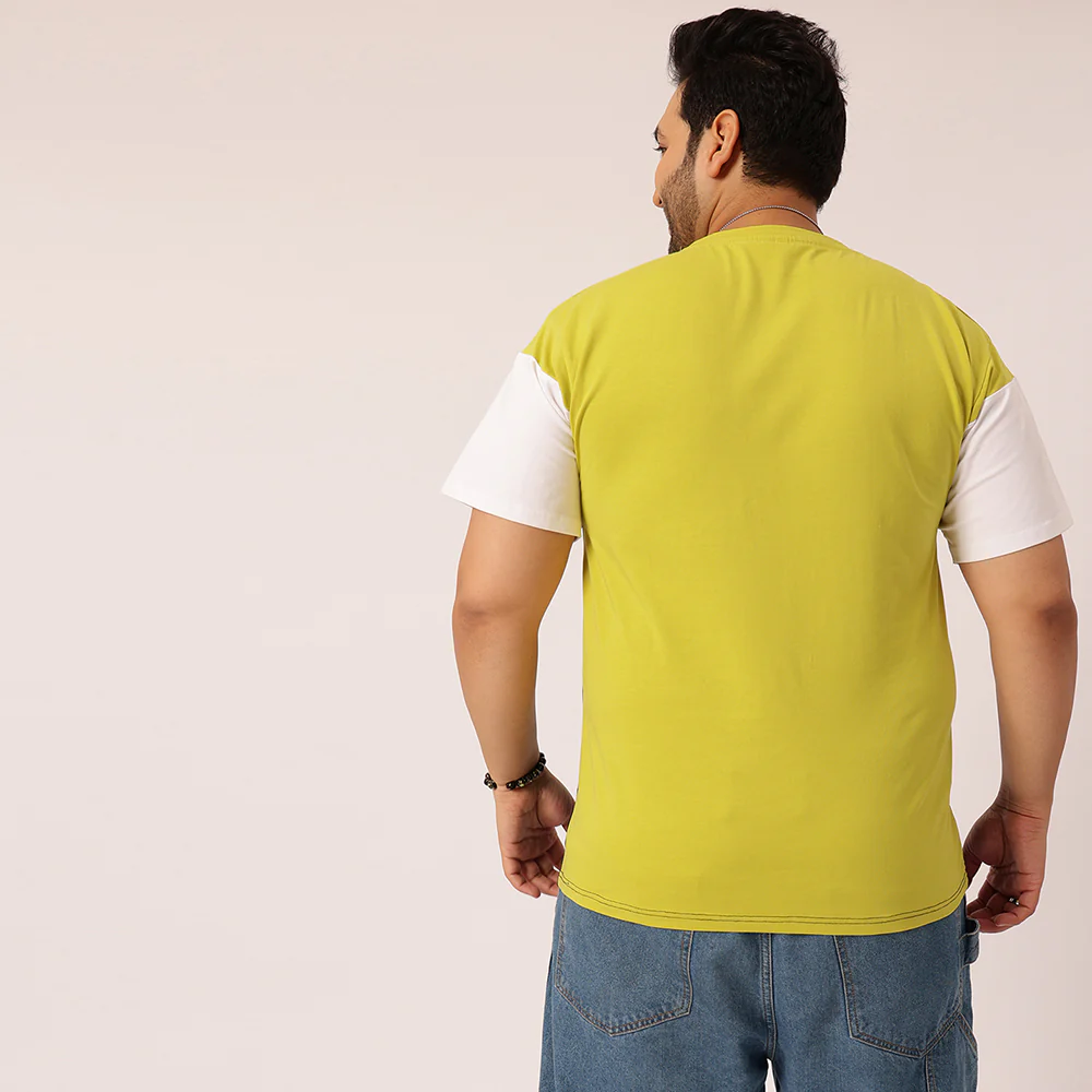 Lime Green White Black Color Block T-shirt - Image 5