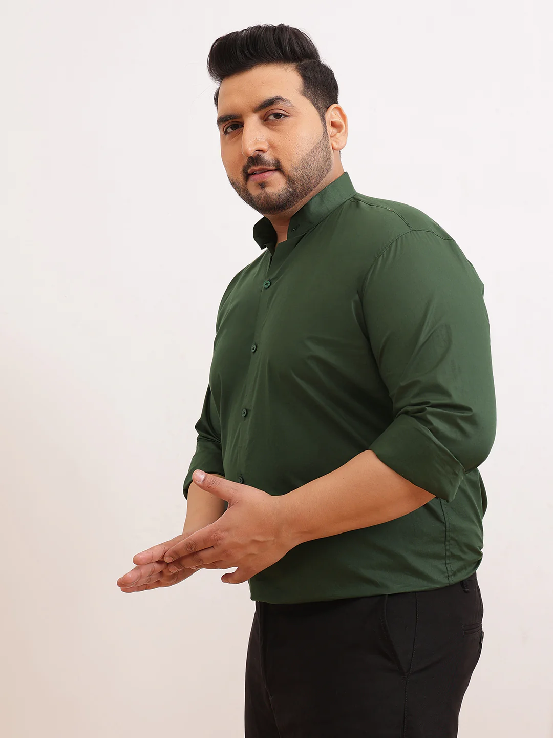 Madarian Collar Plus Size Shirt - Image 10