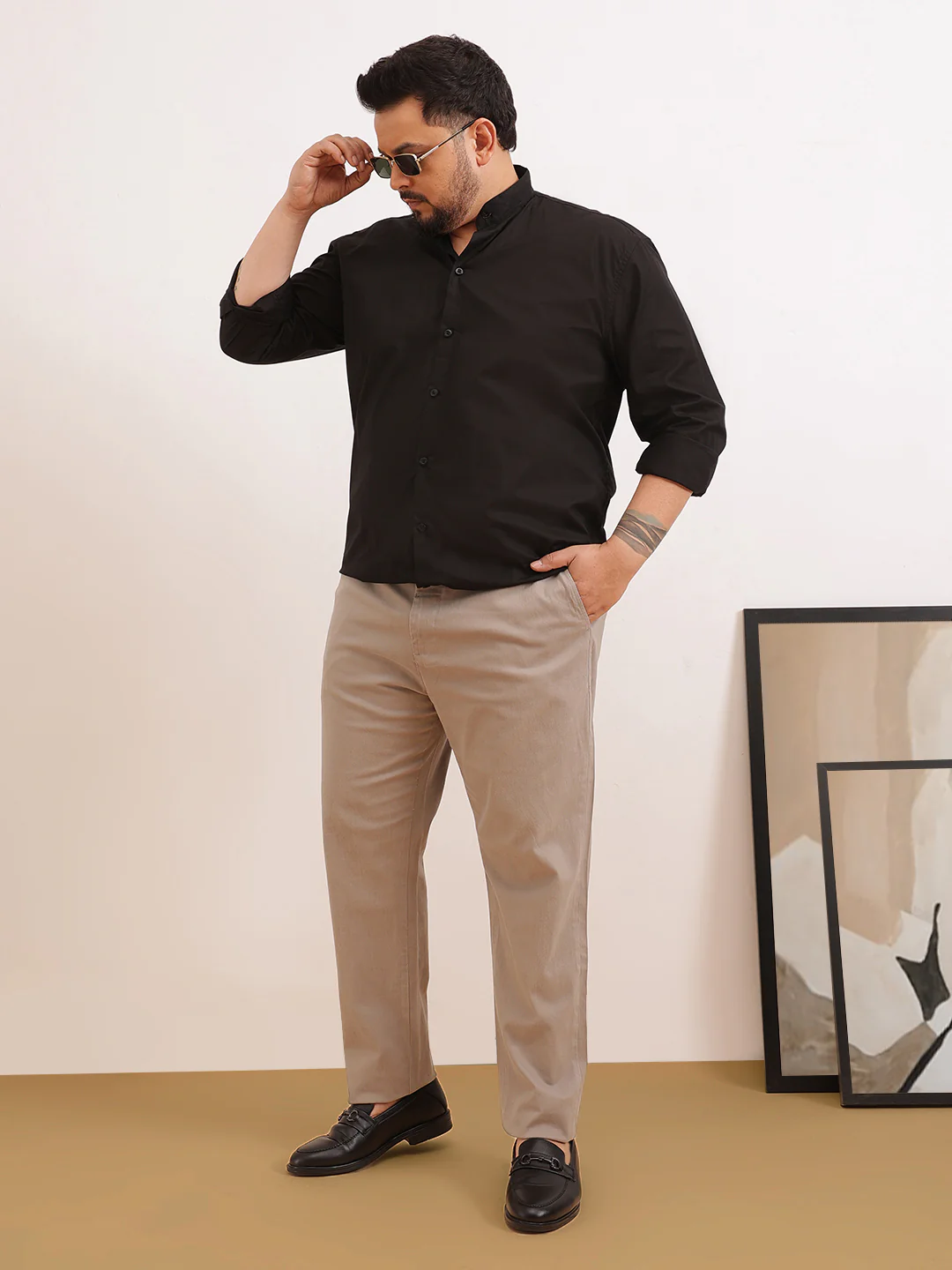 Madarian Collar Plus Size Shirt - Image 2