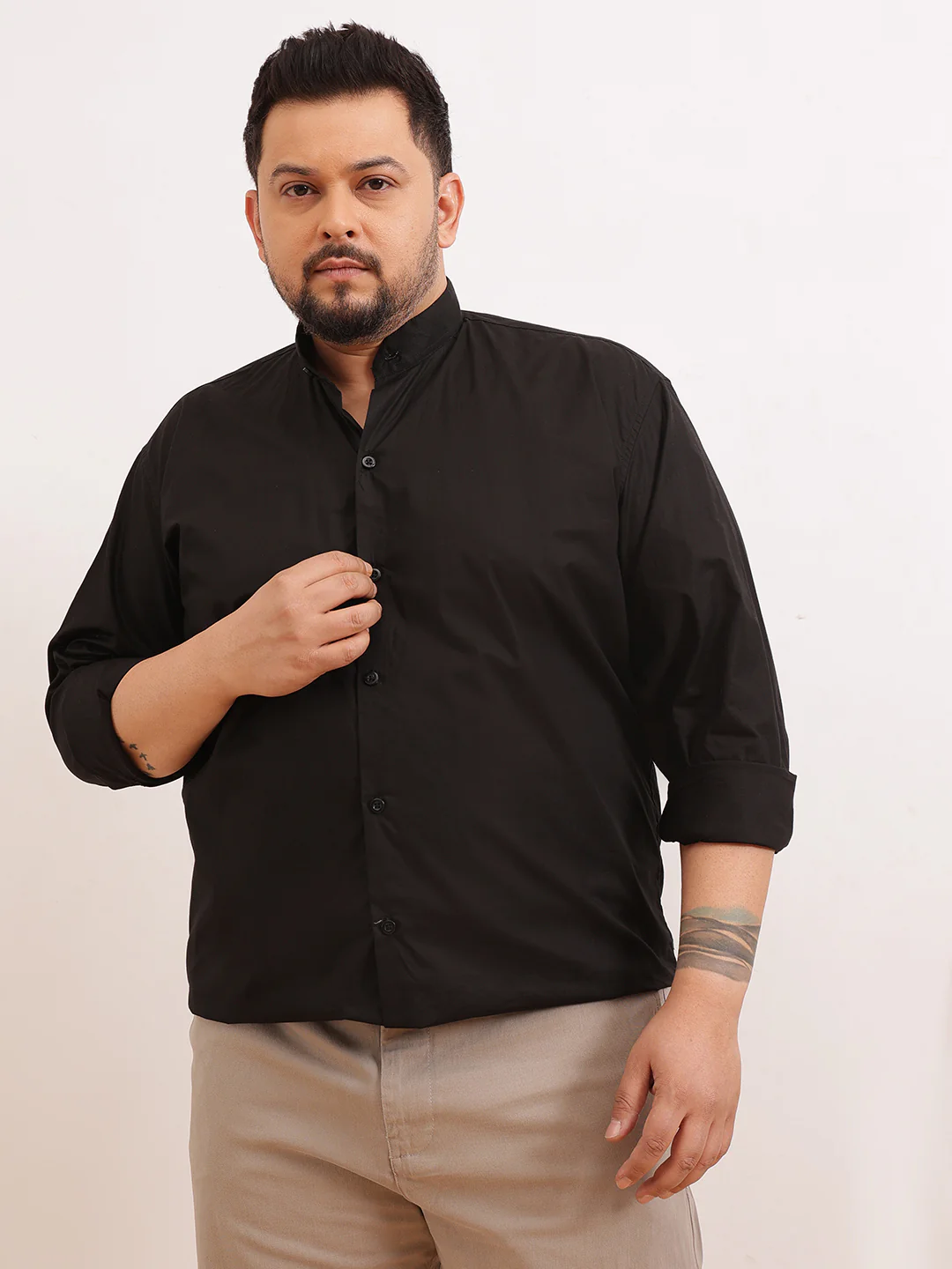 Madarian Collar Plus Size Shirt - Image 3