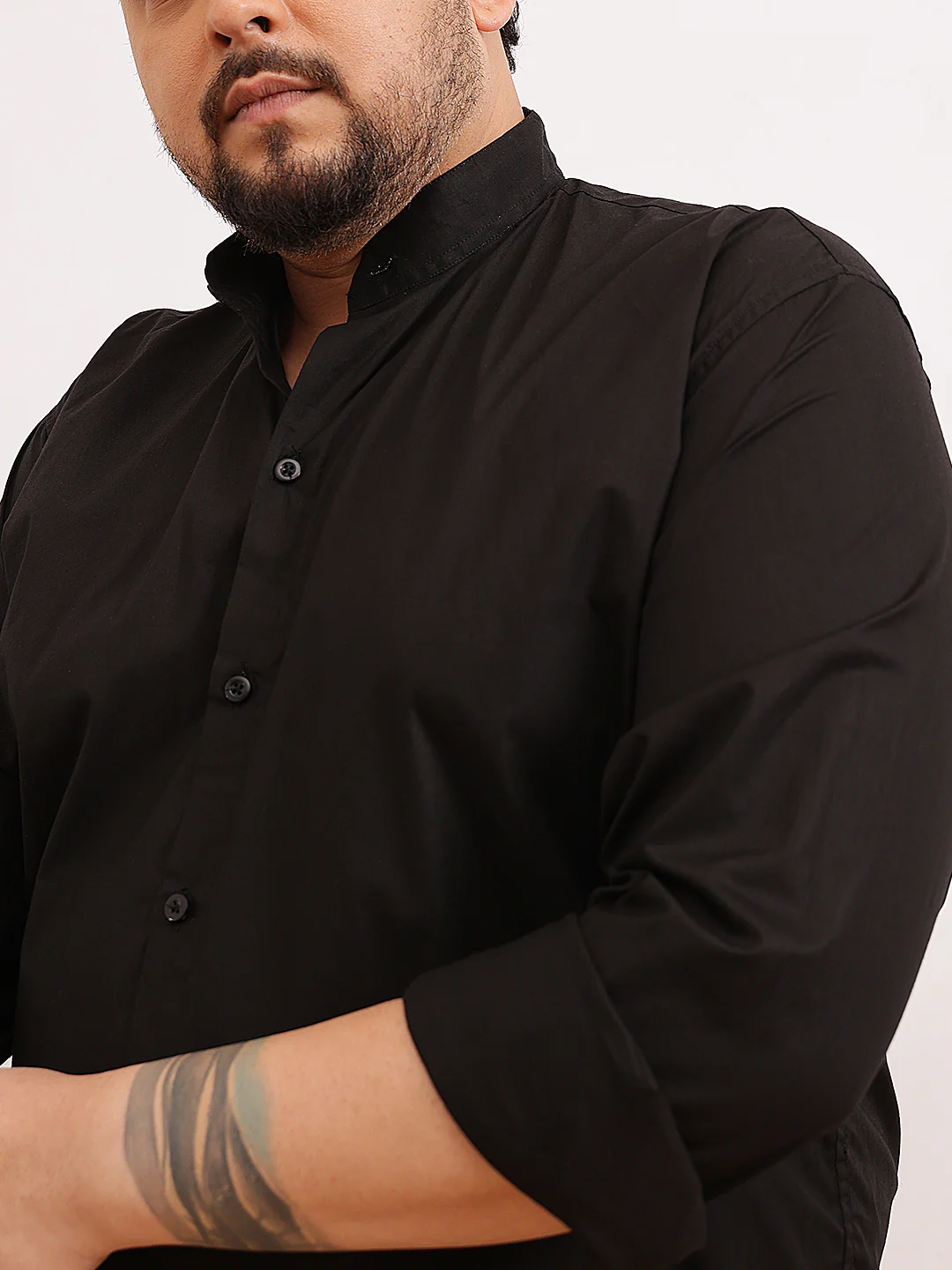 Madarian Collar Plus Size Shirt - Image 4