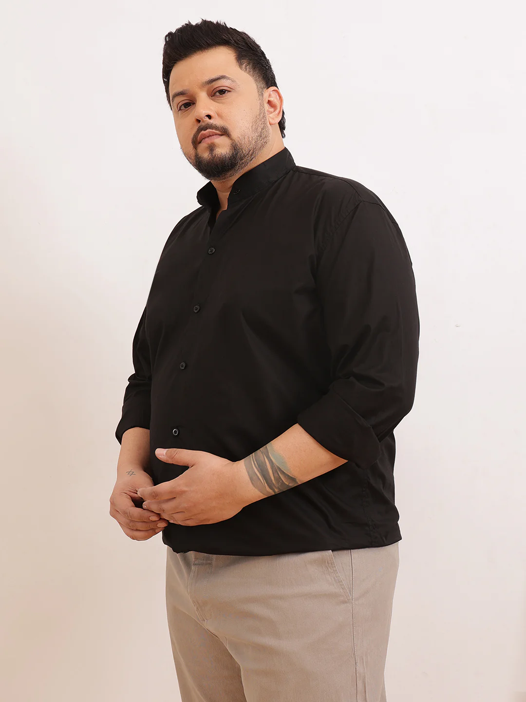 Madarian Collar Plus Size Shirt - Image 5