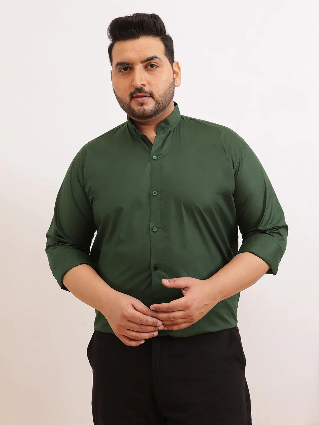 Madarian Collar Plus Size Shirt - Image 7