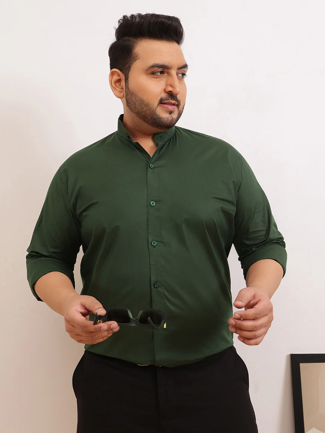 Madarian Collar Plus Size Shirt - Image 8
