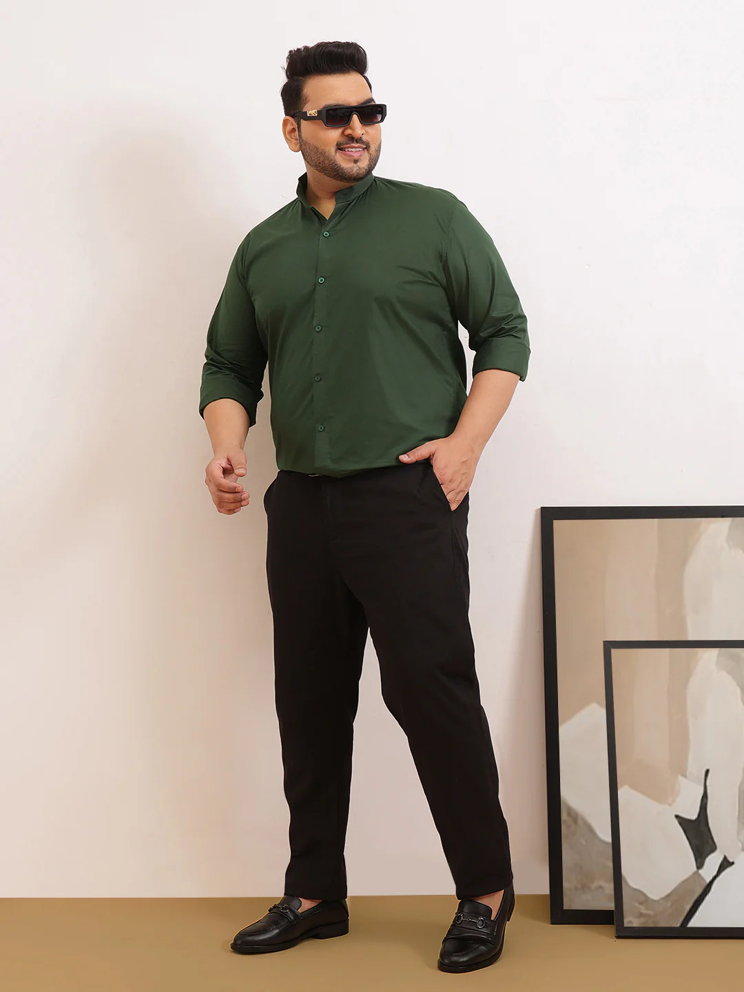 Madarian Collar Plus Size Shirt - Image 9