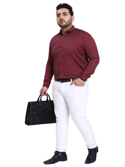 Maroon Satin Cotton Shirt - Image 3