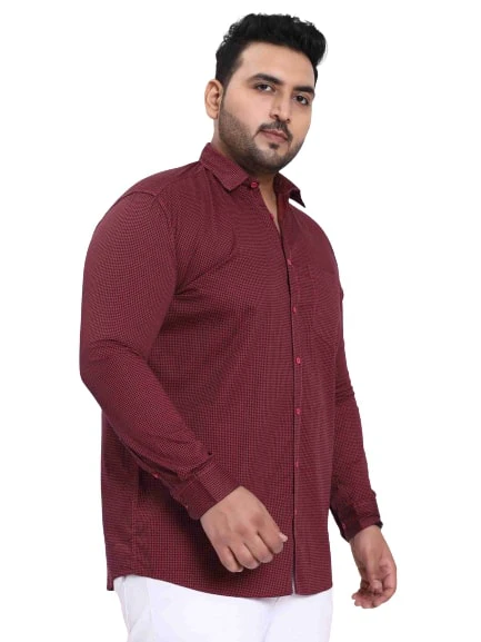 Maroon Satin Cotton Shirt - Image 4