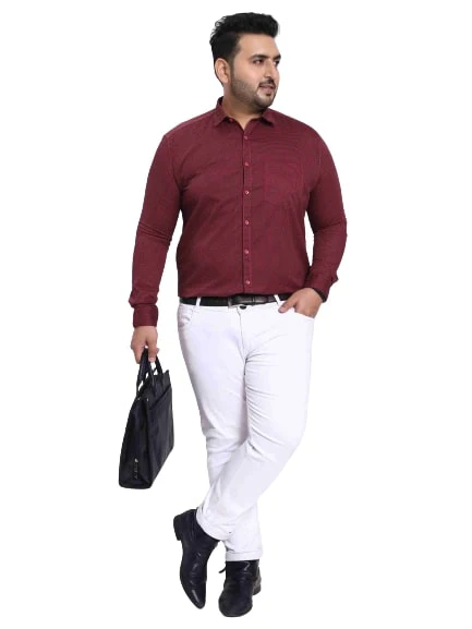 Maroon Satin Cotton Shirt - Image 5