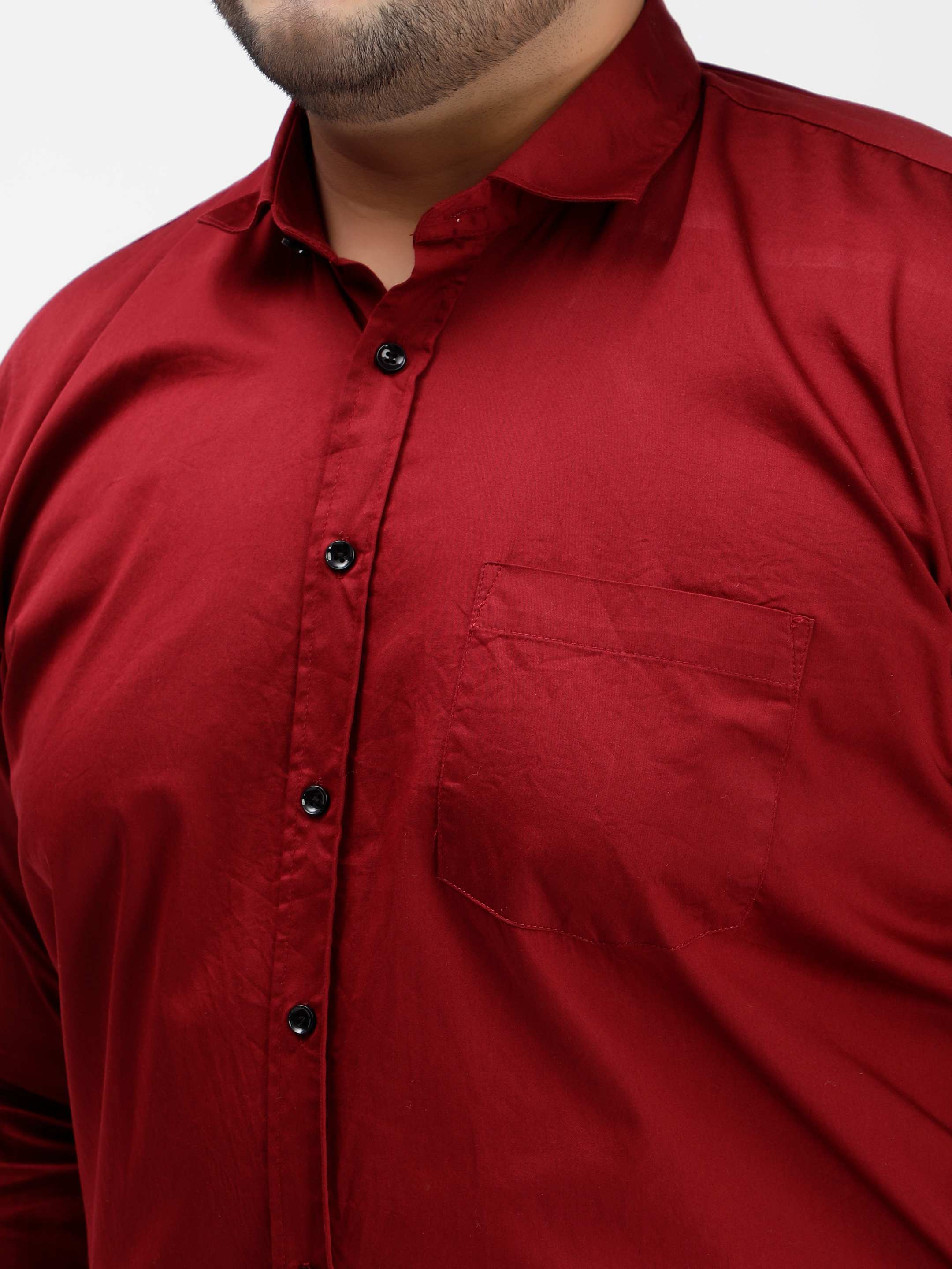 Maroon Soild Cotton Shirt - Image 5