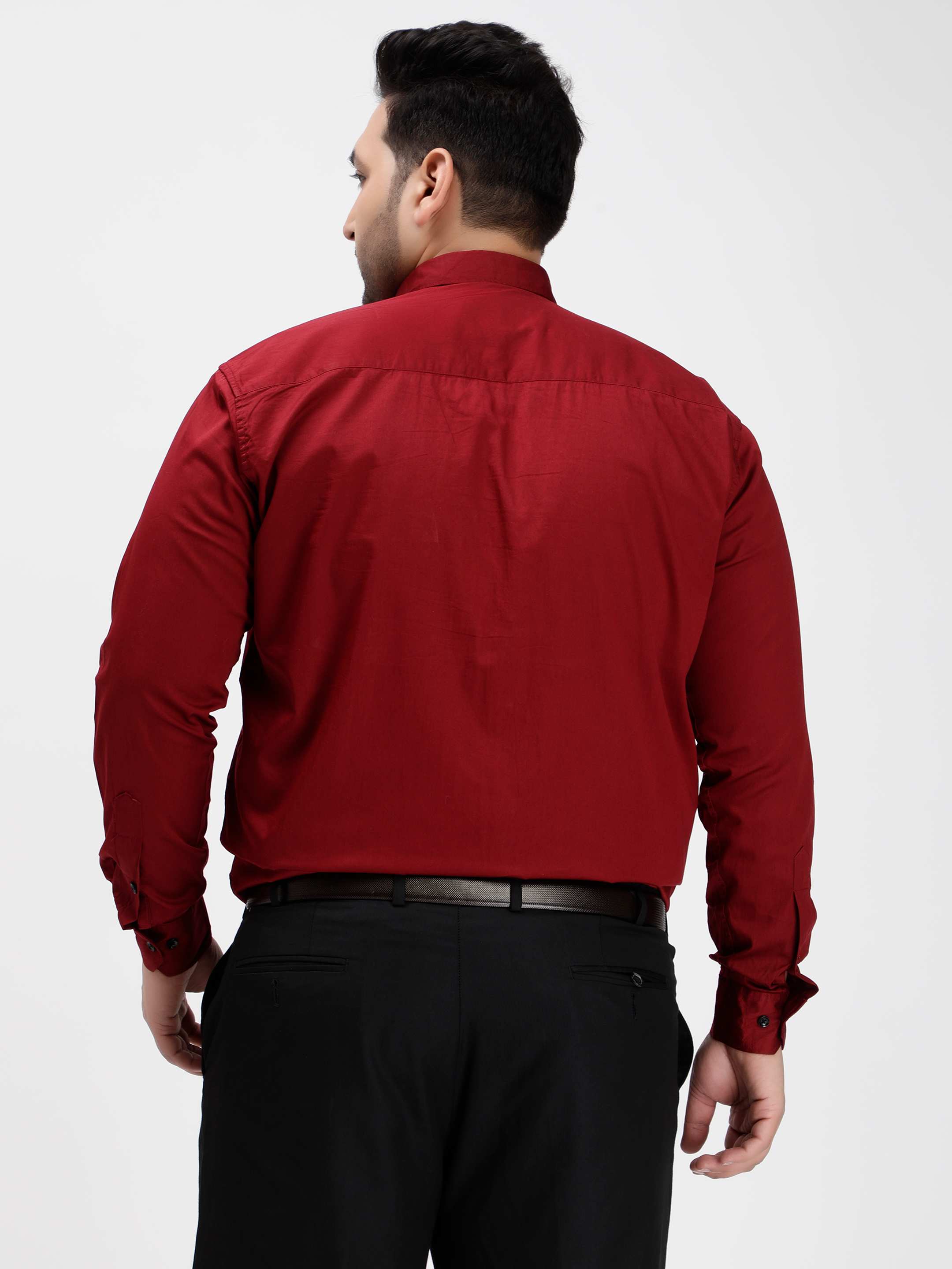 Maroon Soild Cotton Shirt - Image 7