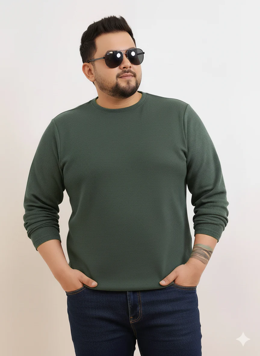 Moon Crush Textured Full Sleeve Plus Size Tee - Image 10