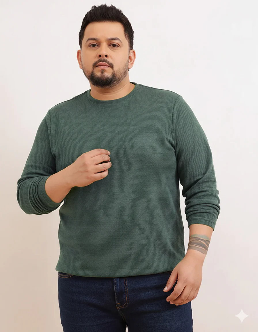 Moon Crush Textured Full Sleeve Plus Size Tee - Image 11