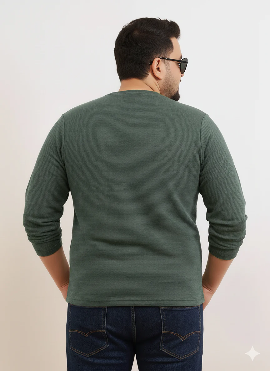 Moon Crush Textured Full Sleeve Plus Size Tee - Image 13