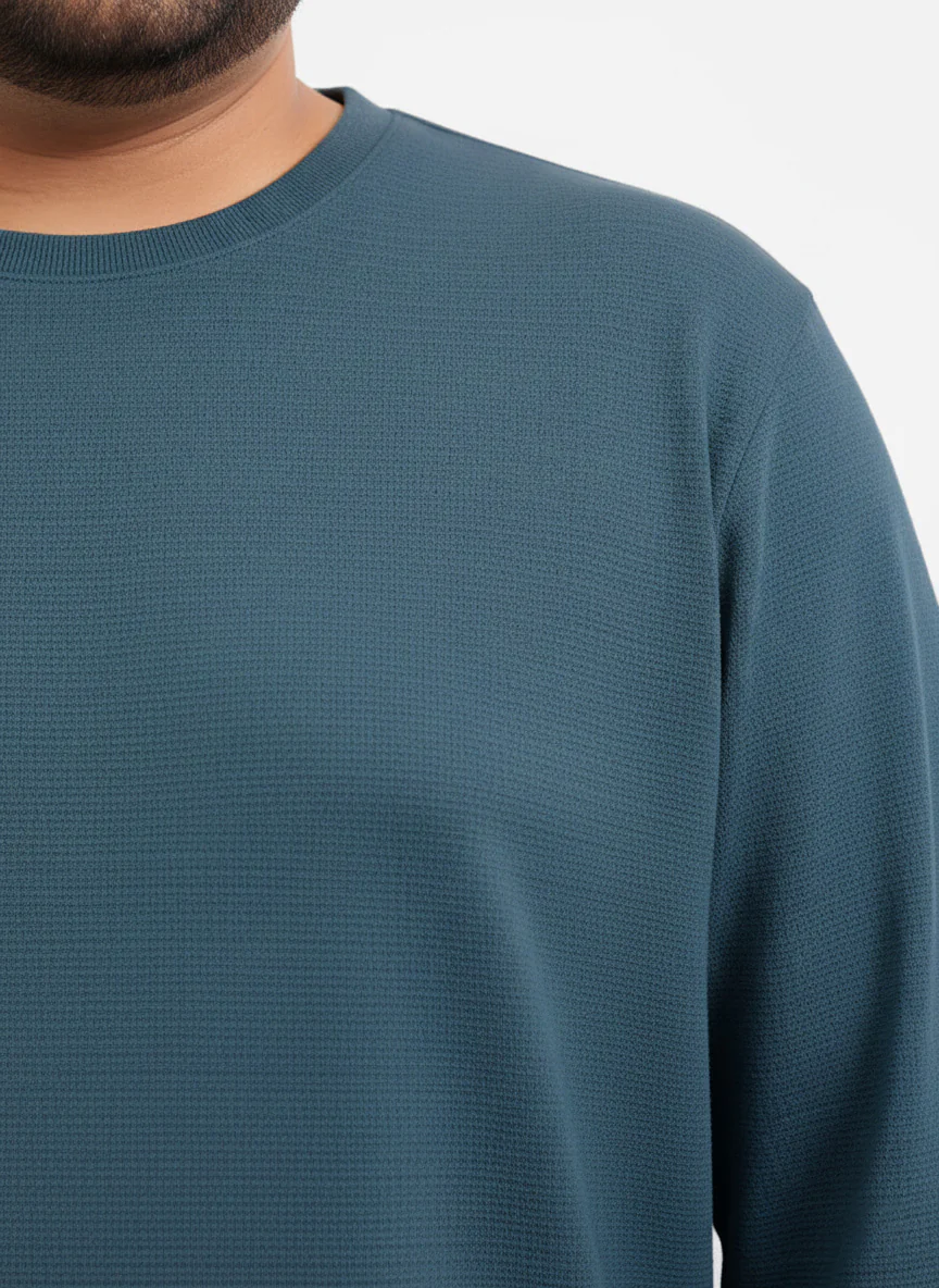 Moon Crush Textured Full Sleeve Plus Size Tee - Image 3