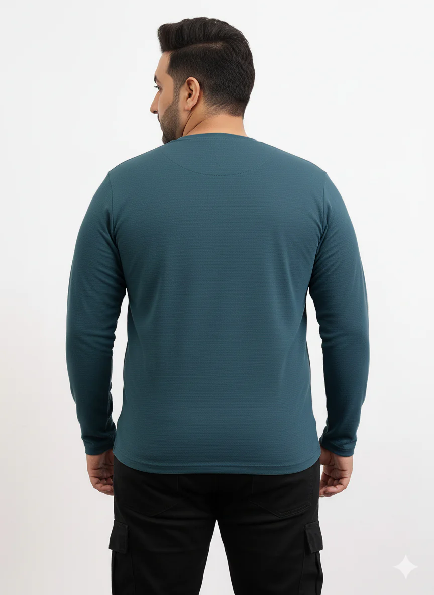 Moon Crush Textured Full Sleeve Plus Size Tee - Image 4