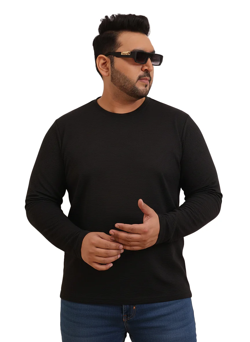 Moon Crush Textured Full Sleeve Plus Size Tee - Image 6