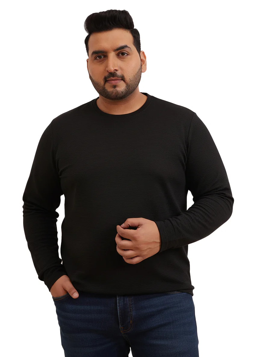 Moon Crush Textured Full Sleeve Plus Size Tee - Image 7