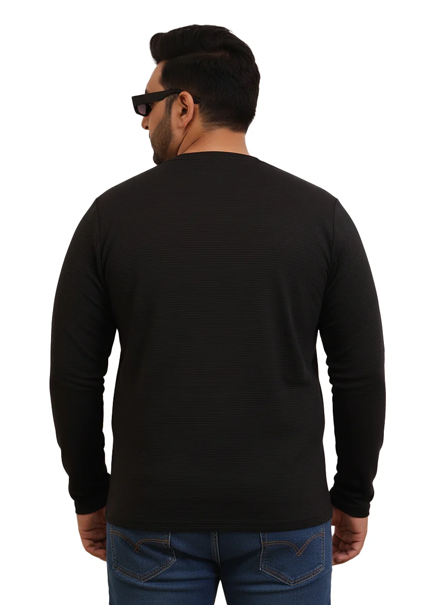 Moon Crush Textured Full Sleeve Plus Size Tee - Image 9