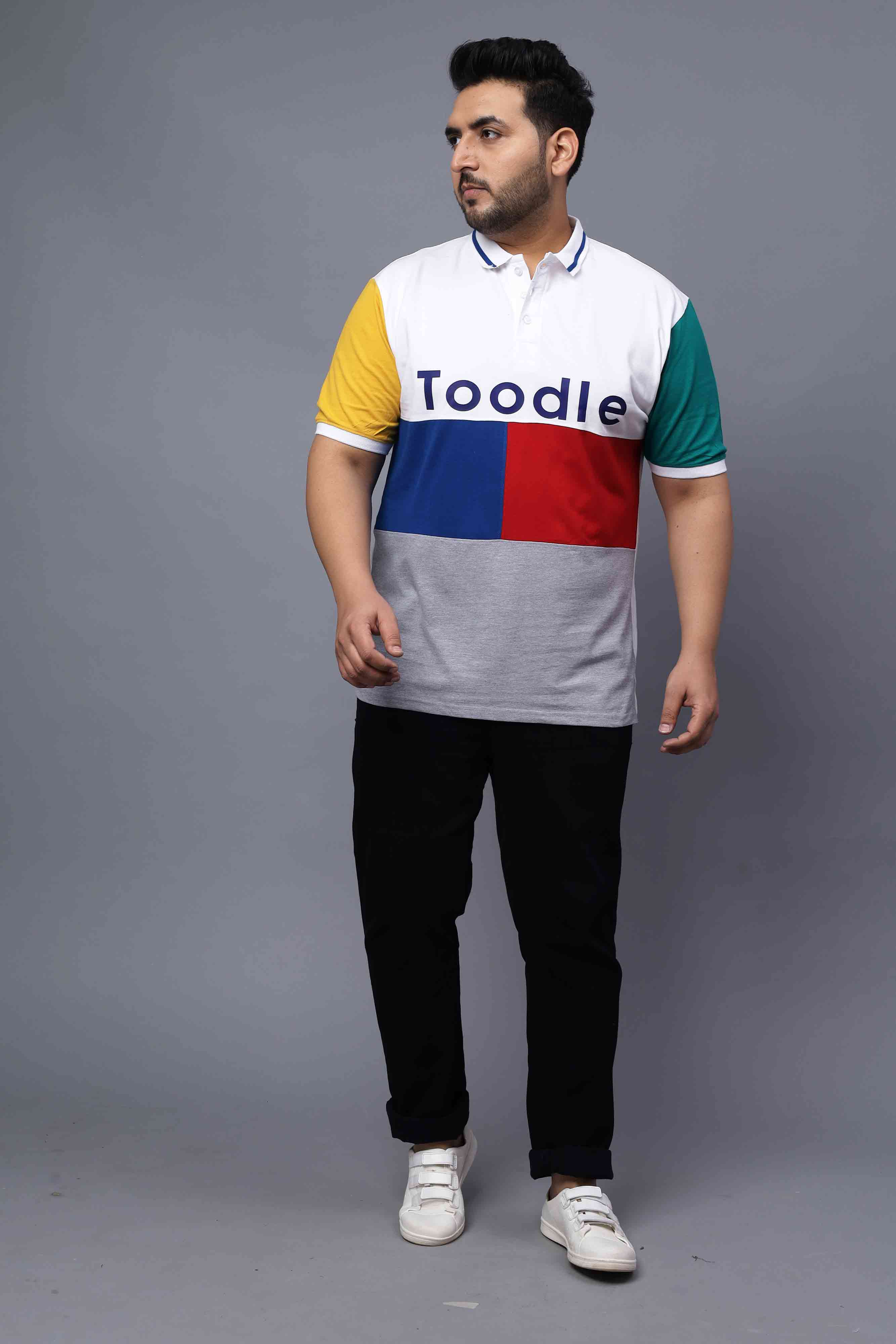 Multi-Color White Plus Size Polo T-shirt - Image 4