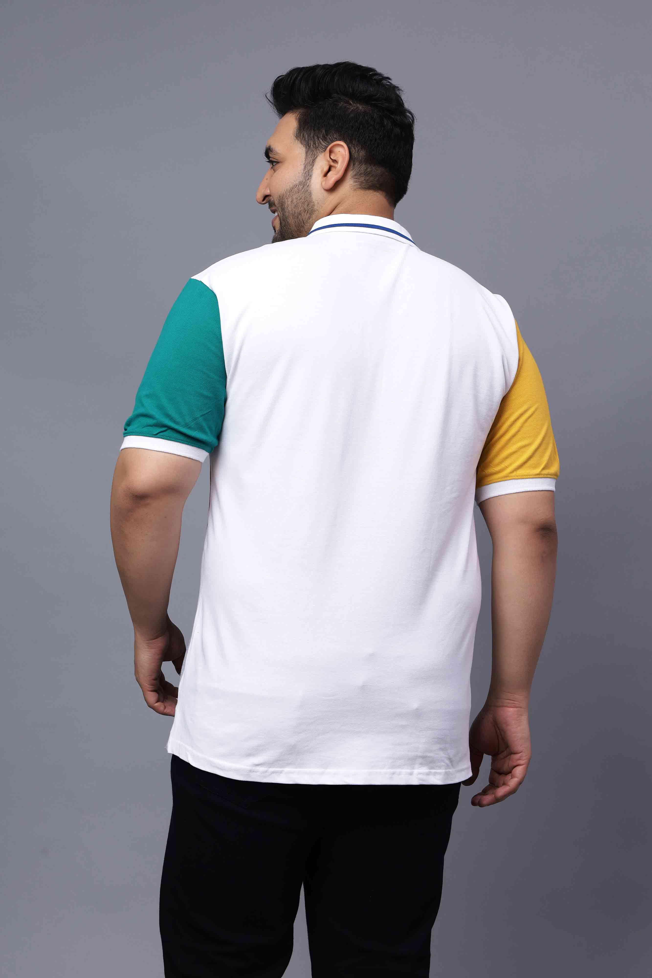 Multi-Color White Plus Size Polo T-shirt - Image 5