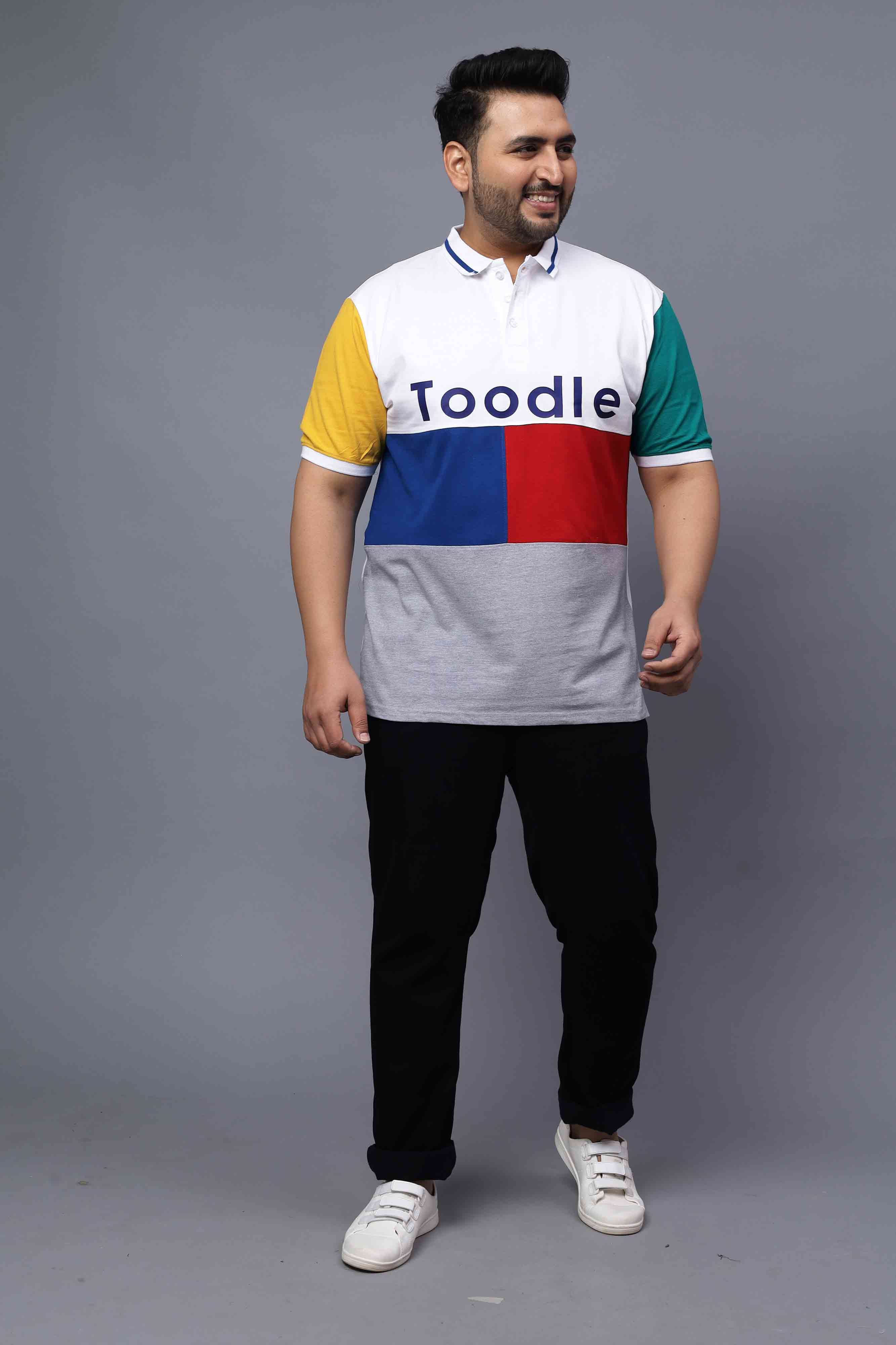 Multi-Color White Plus Size Polo T-shirt - Image 6