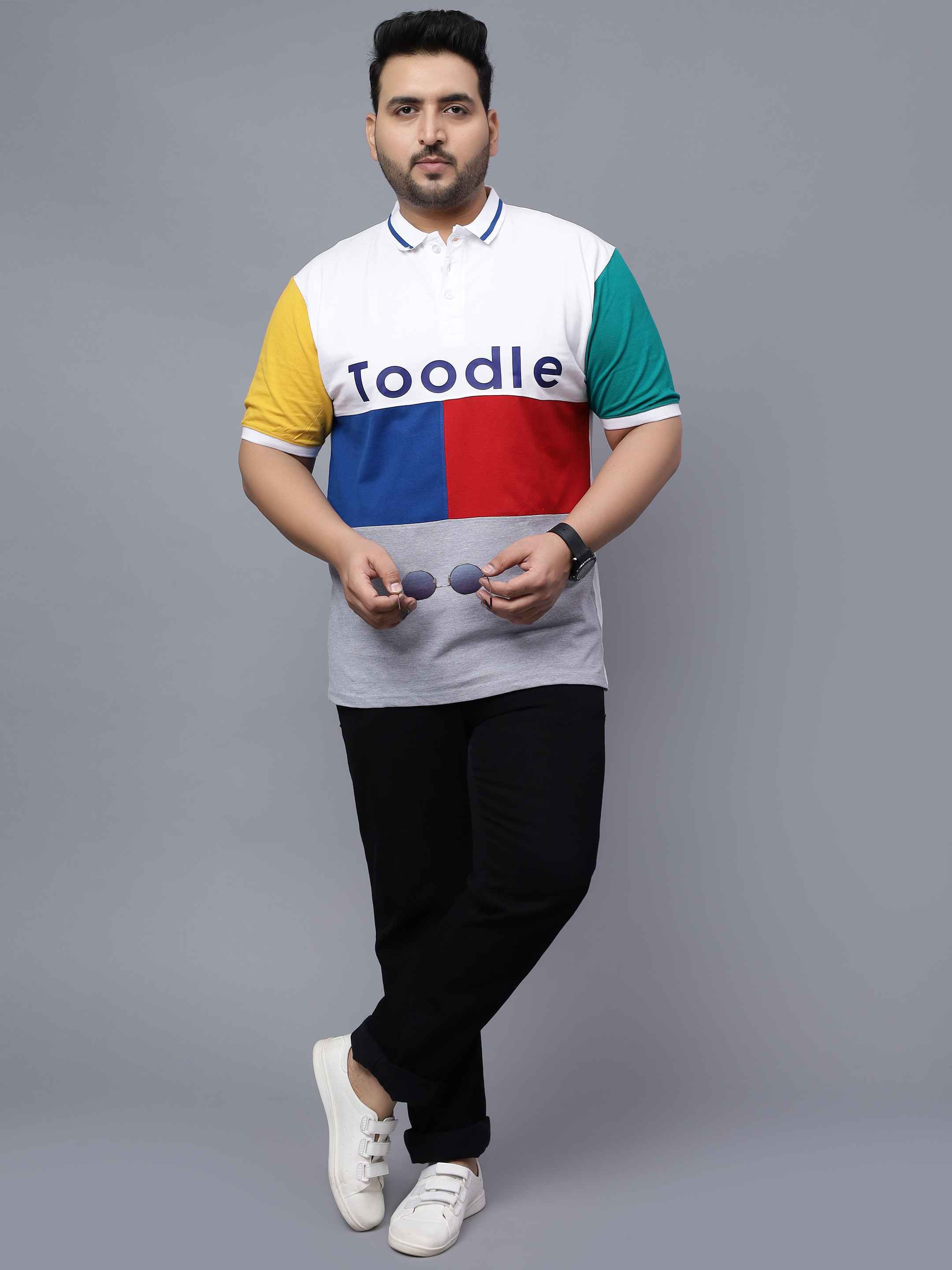 Multi-Color White Plus Size Polo T-shirt - Image 7