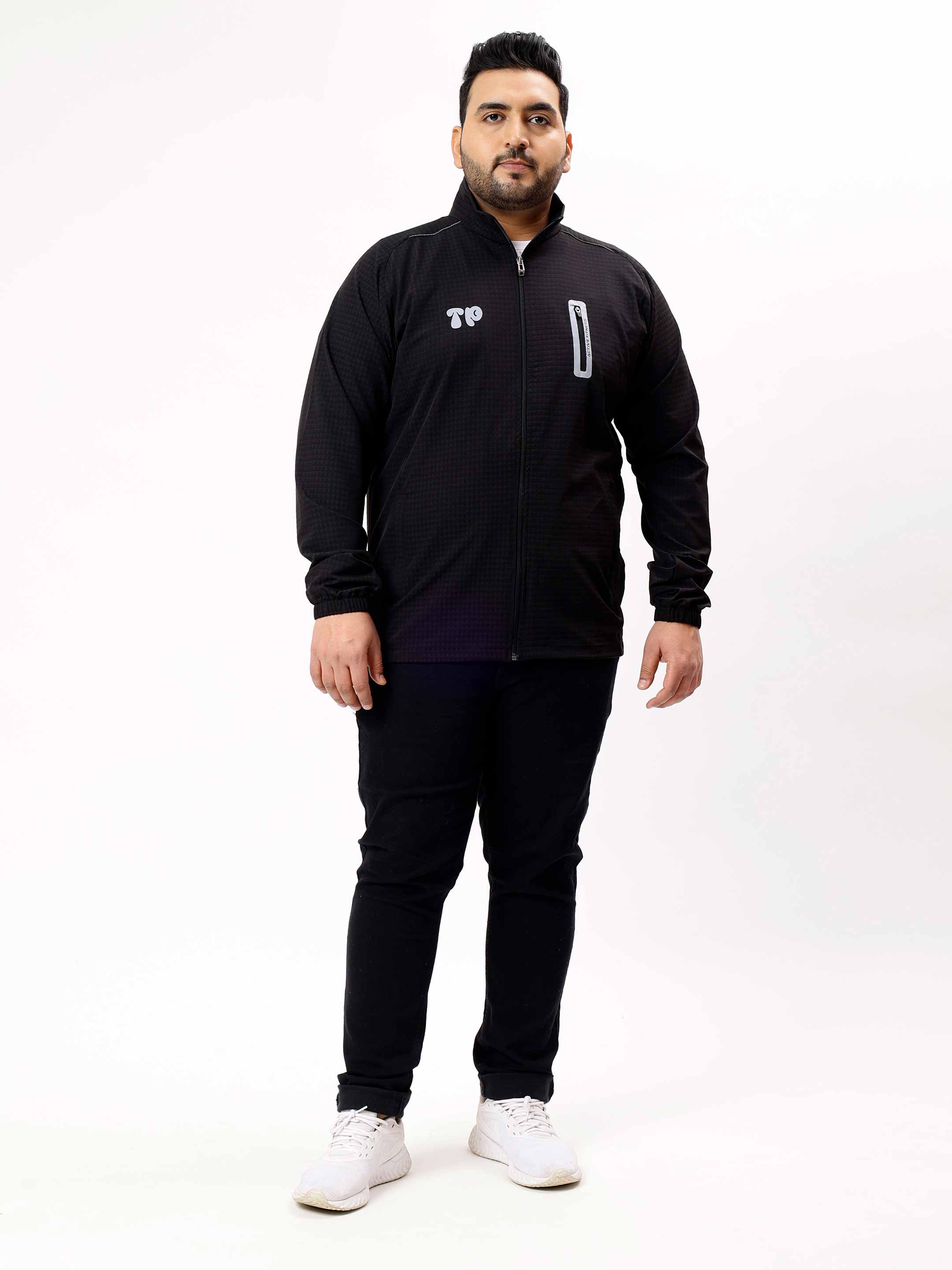 Navy Blue Premium Textured Plus Size Sports Jacket - Image 9