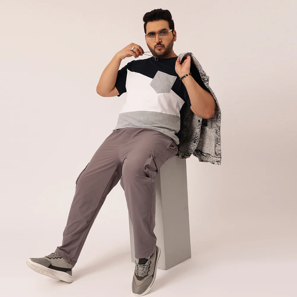 Navy White Grey Color Block T-shirt - Image 2