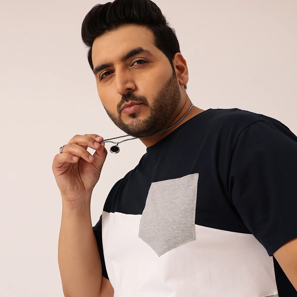 Navy White Grey Color Block T-shirt - Image 3