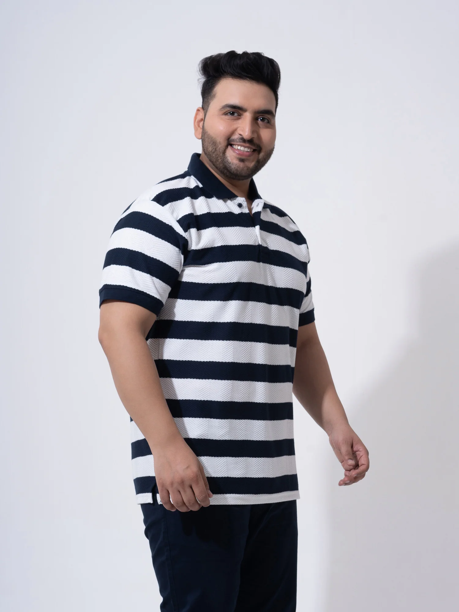 Navy White Structure Premium Polo - Image 3