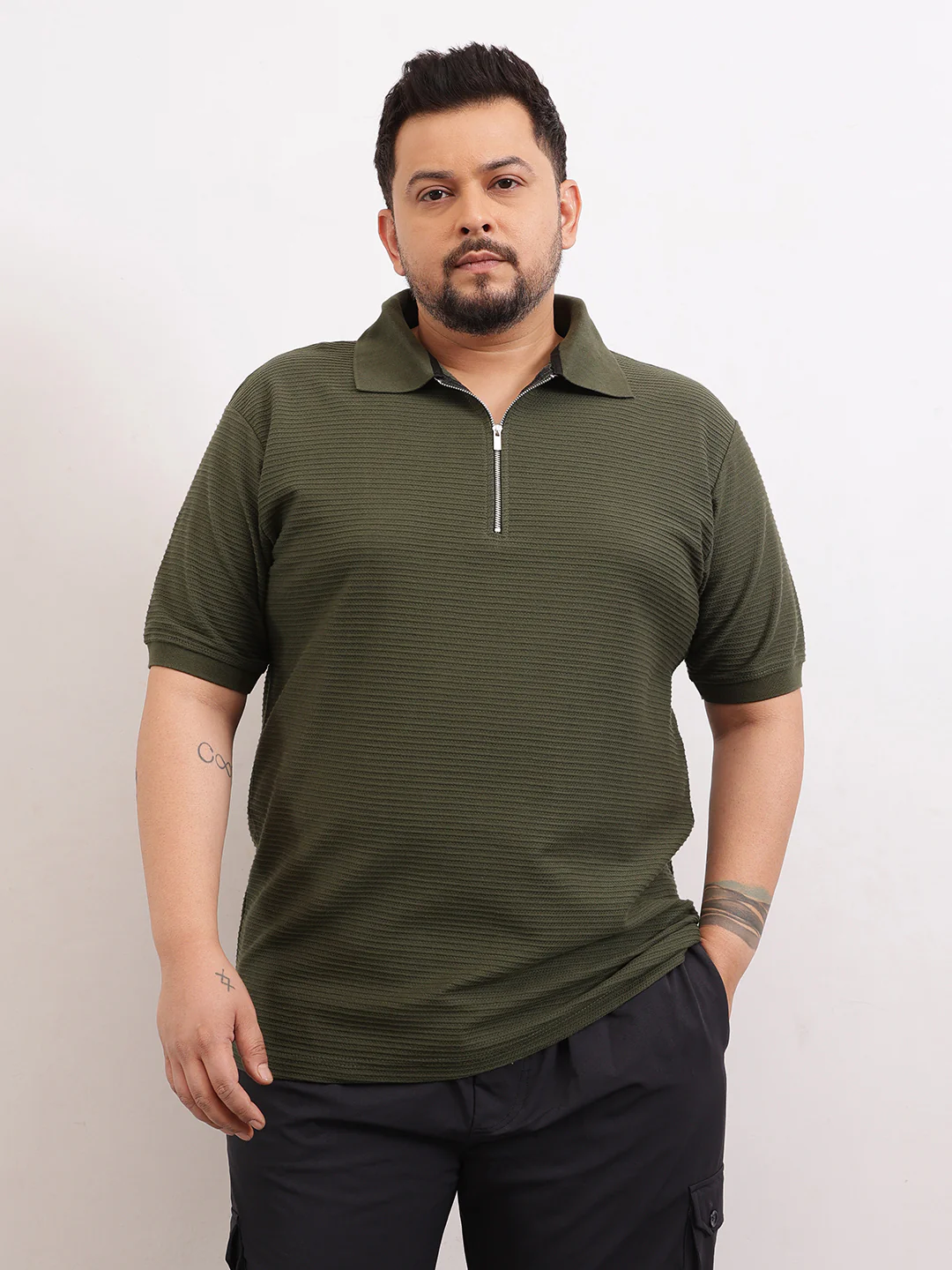 Interlock Zipper Knitted Polo T-shirt - Image 2