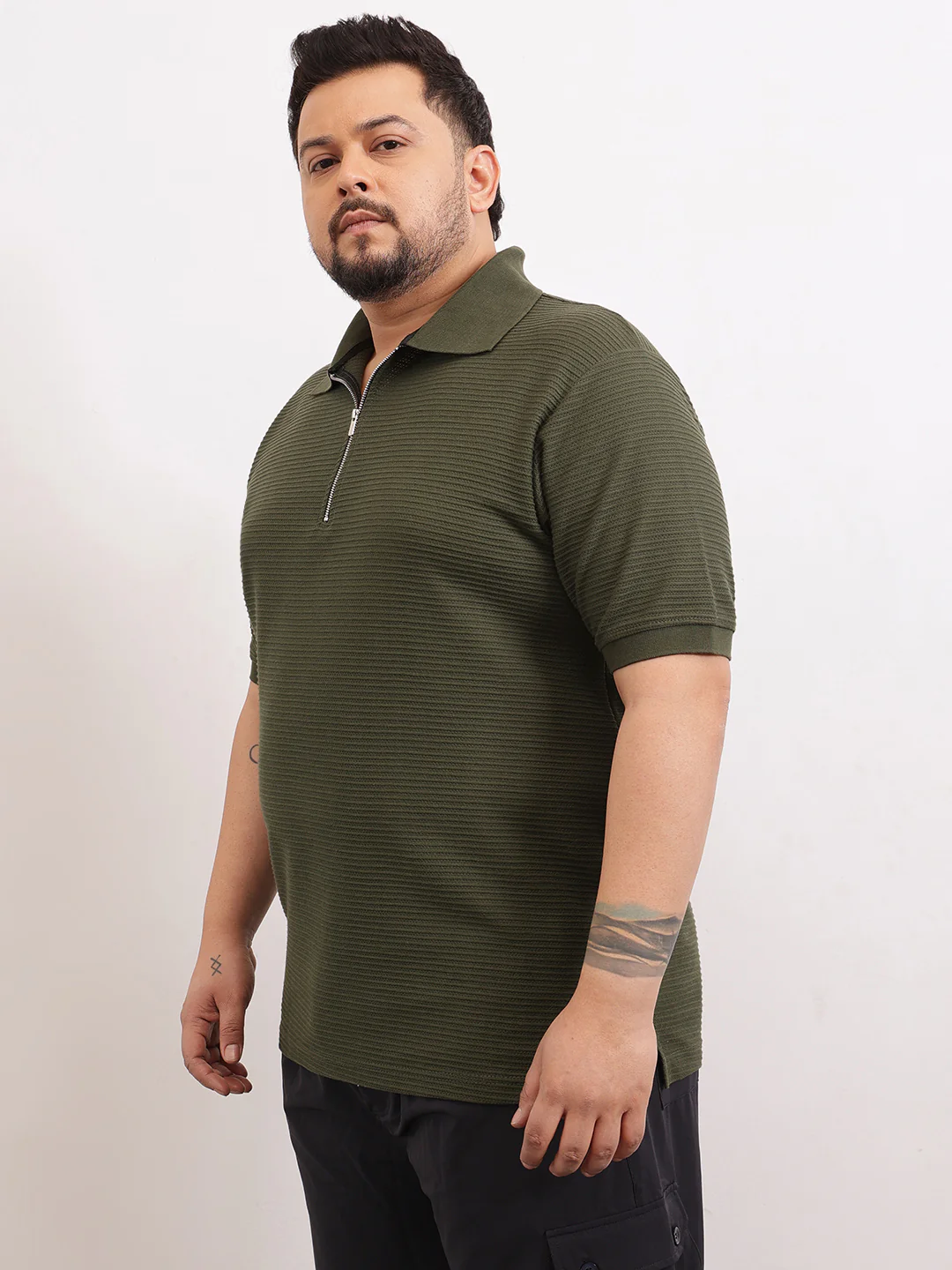 Interlock Zipper Knitted Polo T-shirt - Image 4