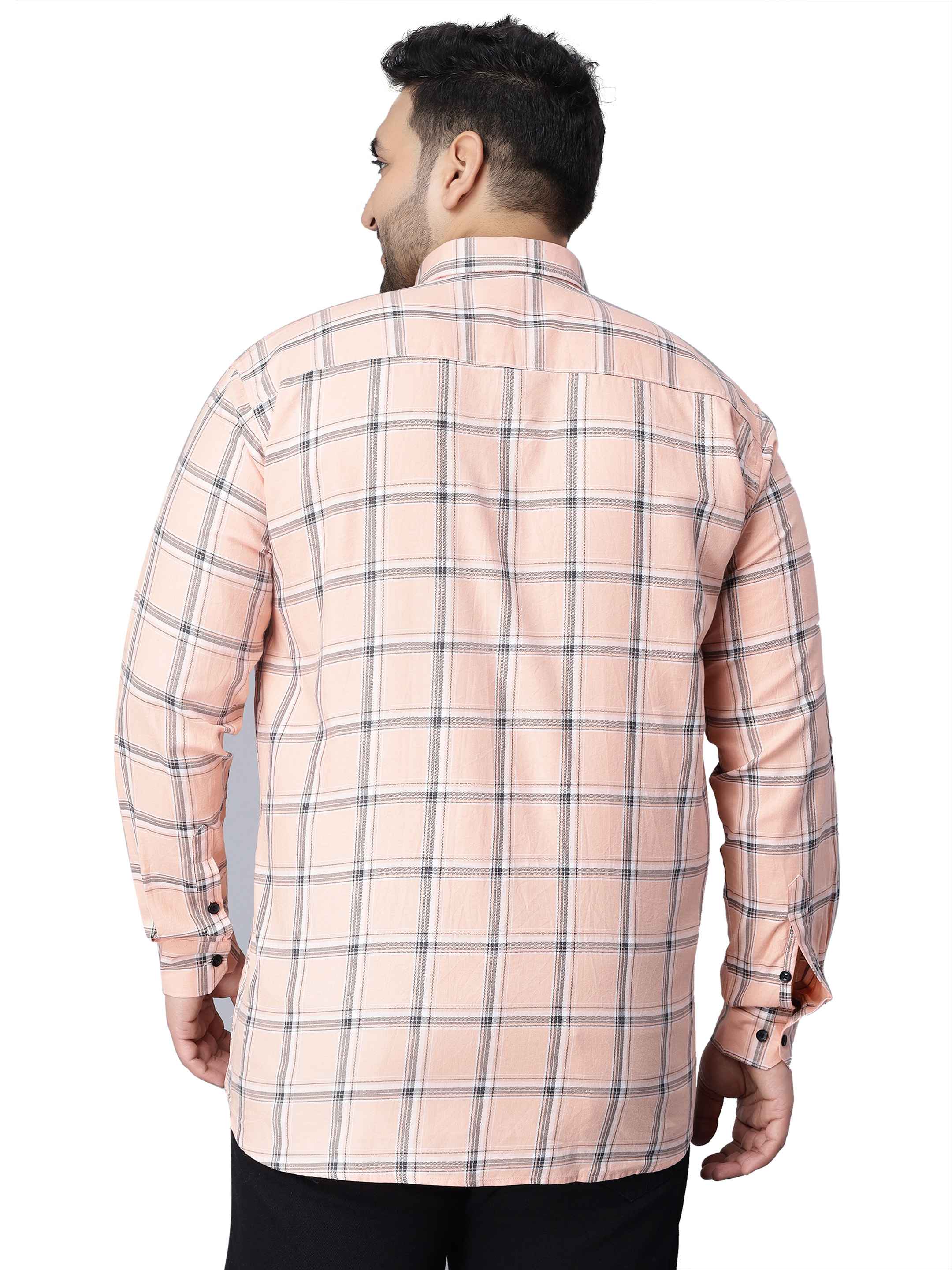 Peach Checkered Plus Size Shirt - Image 3