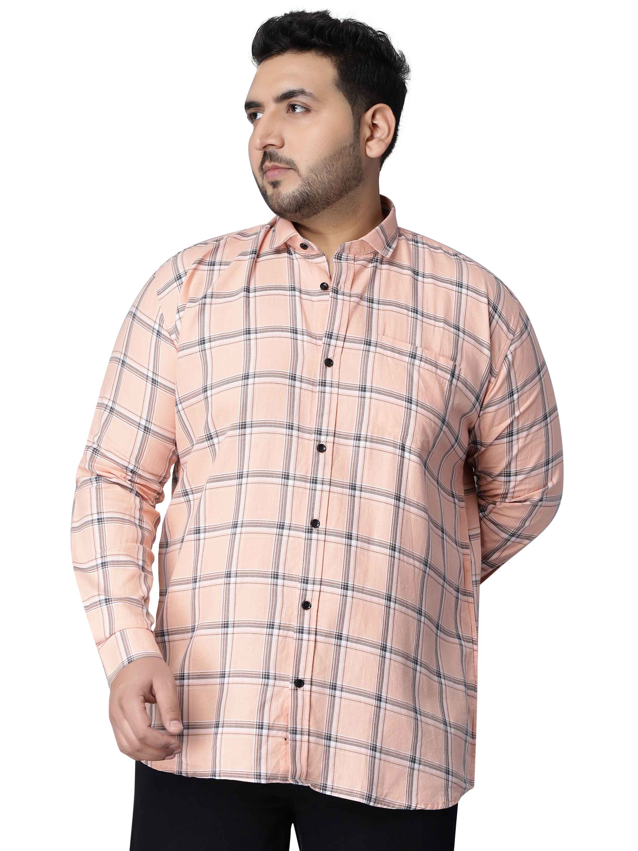Peach Checkered Plus Size Shirt - Image 4