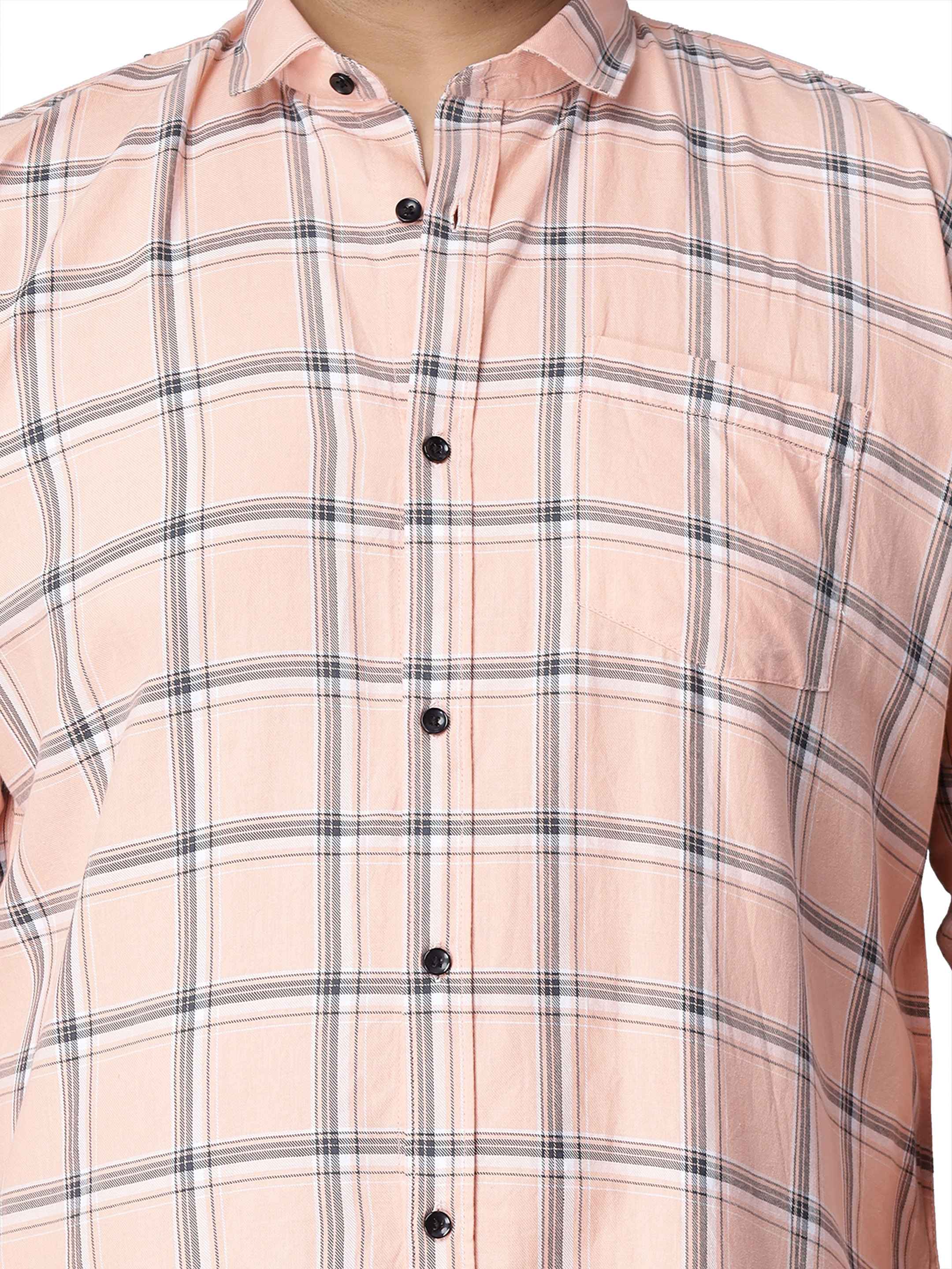 Peach Checkered Plus Size Shirt - Image 6