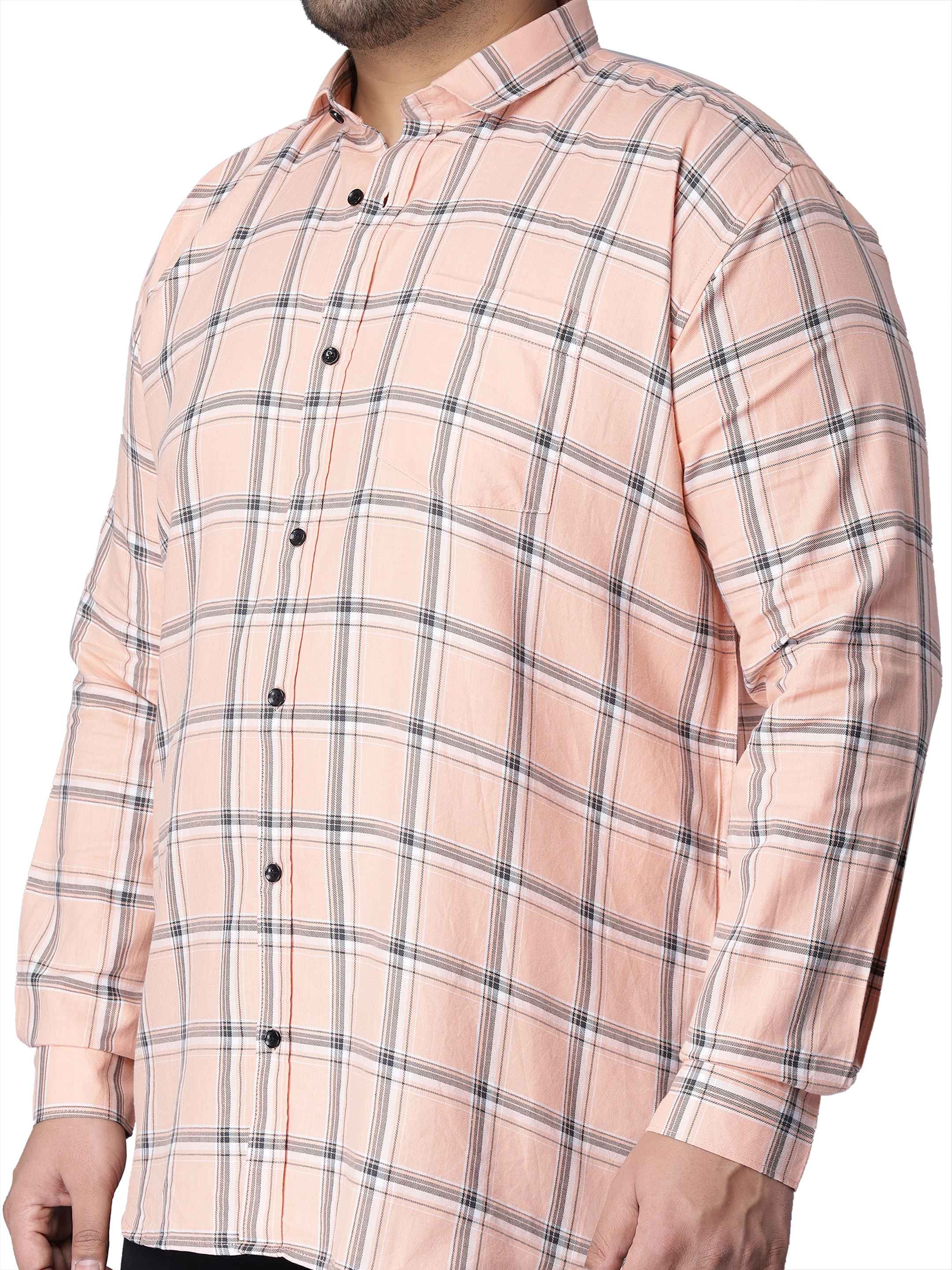 Peach Checkered Plus Size Shirt - Image 8