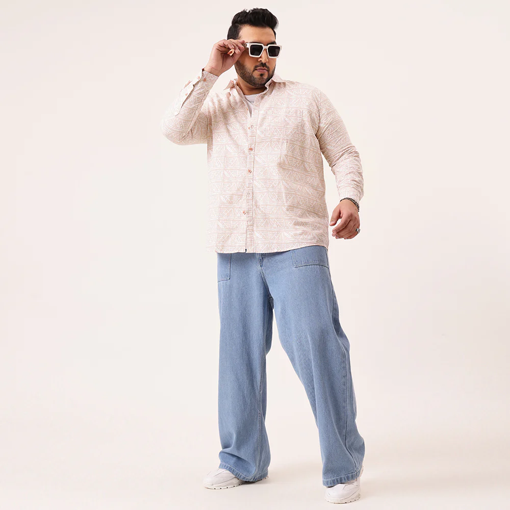 Pink Printed Cotton Lee Shirt - Image 2