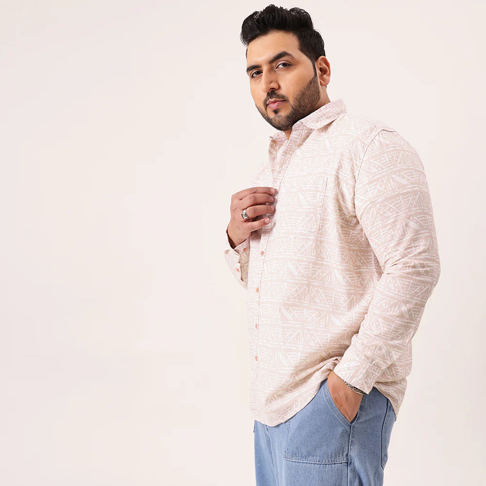 Pink Printed Cotton Lee Shirt - Image 3
