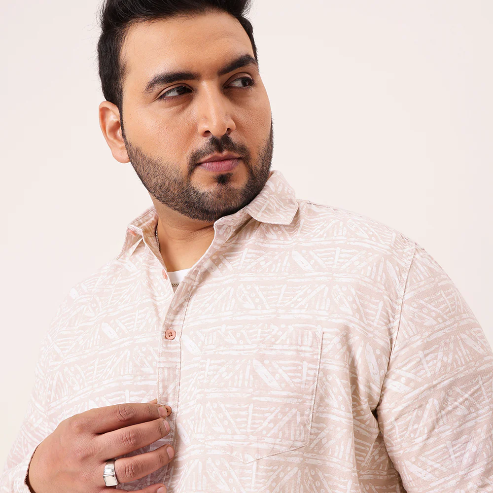 Pink Printed Cotton Lee Shirt - Image 4