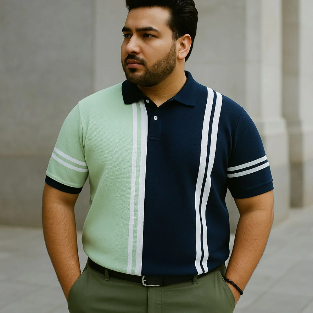Pista Navy Vertical Stripe Polo T-shirt